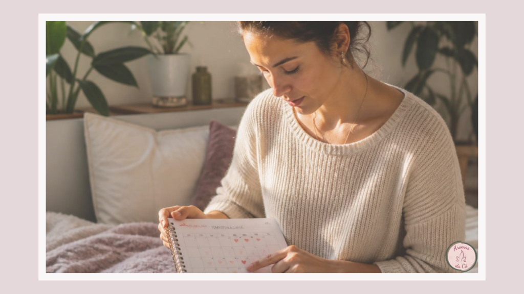 Representação do ciclo menstrual e das mudanças naturais que acontecem ao longo do mês.